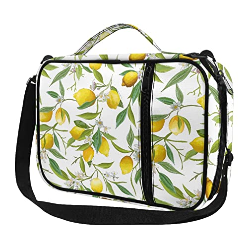 Coldinair Lemon Leaves Print Bible Covers for Women,Carrying Church Bag Bible Case Bible Bag with Handle,Zipper Scripture Study Bible Protector with Shoulder Strap