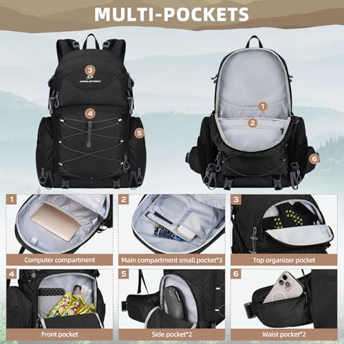 Image of Maelstrom 40L Waterproof Hiking Backpack, Lightweight Travel Daypack | Rain Cover,Hydration-Ready, Tripod Straps, Load Compression, Survival Whistle, Perfect For Men, Women,Camping,Travel