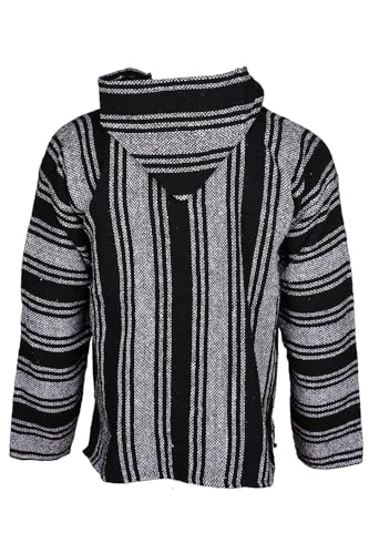 Baja Joy Eco-Friendly Pullover Hoodie Woven Striped Baja Black Grey4