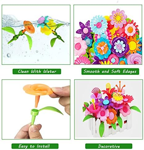 VLUINANI Flower Garden Building Toys Set- Kids Toys Gifts for Age 3, 4, 5, 6 Years Old Kids Girls 11 Colors Educational STEM Activity for Preschool Kids Christmas Birthday Gifts (150 PCS)