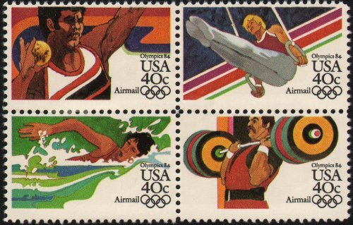 1984 Summer Olympics Los Angeles Airmail Stamps (4x40¢)