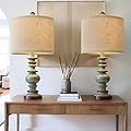 BOBOMOMO 20" Farmhouse Lamps for Bedrooms Set of 2, Retro Side Table Lamps Bedside Lamp for Side Nightstand Living Room?Suitable for Decorating Small Areas?