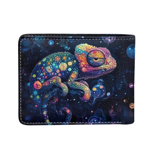 Image of Coldinair Colorful Lizard Leather Wallets for Boys 6-12 Bifold Wallet for Teen Boys Girls,Cartoon Cute Credit Card Cash Id Holder Rfid Blocking Small Wallets with Coin Pocket