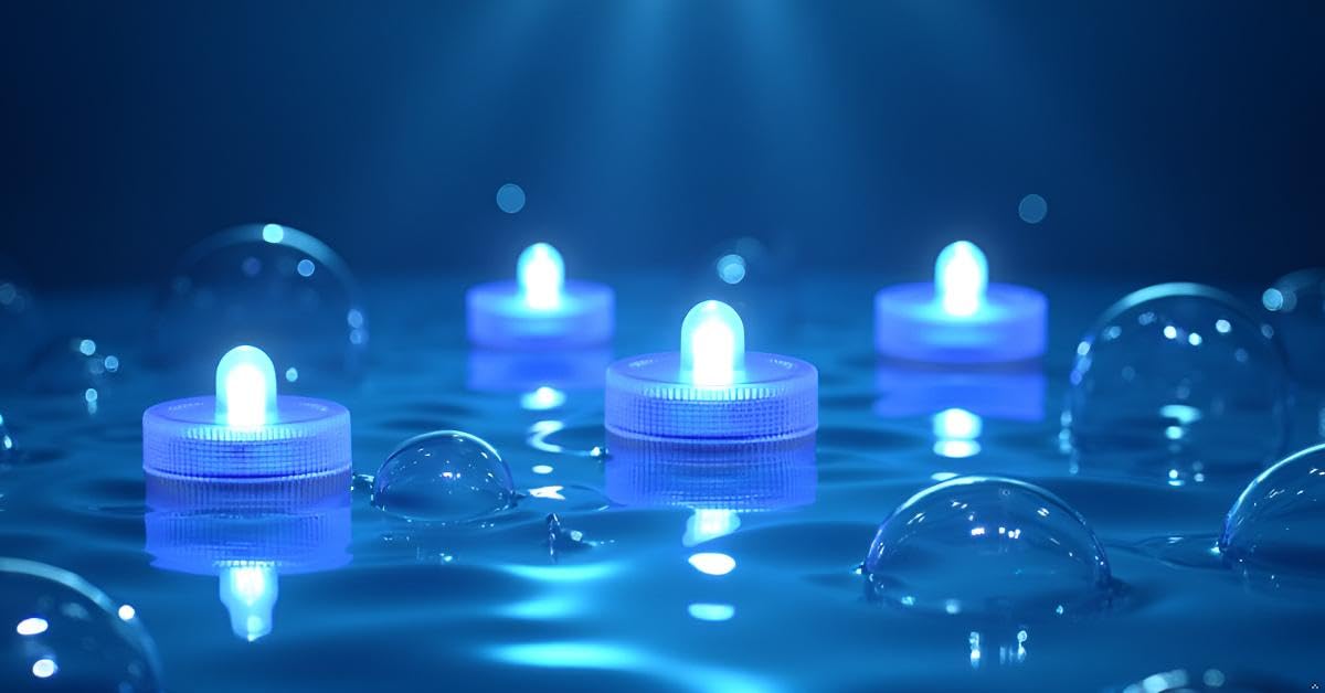 Afoosoo Blue 50Pcs Underwater Led Light Flameless Led Candle Battery Operated Tealight Submersible Decorative Lights For Wedding Party Event Light Aquarium Light Christmas Halloween Light (Blue)