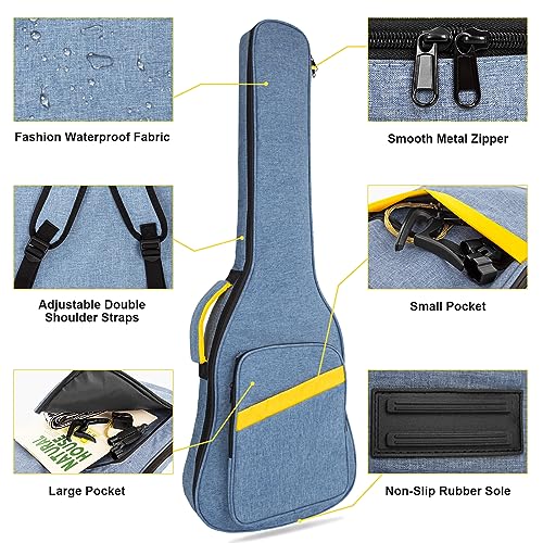 Image of MUZNOTE Electric Guitar Bag, Electric Guitar Case Padded Electric Guitar Gig Bag 0.4 Inch Padding Soft Guitar Case with Neck Strap, Back Hanger Loop, Blue