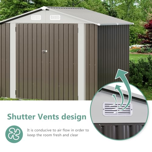 image for Aoxun 7.8’x5.8’ Outdoor Metal Storage Shed, Steel Utility Tool She