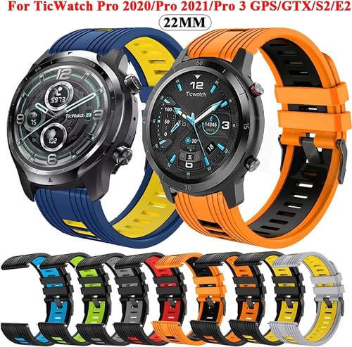 Correa para Ticwatch Pro 3 transpirable e impermeable de silicona flexible deportiva 7