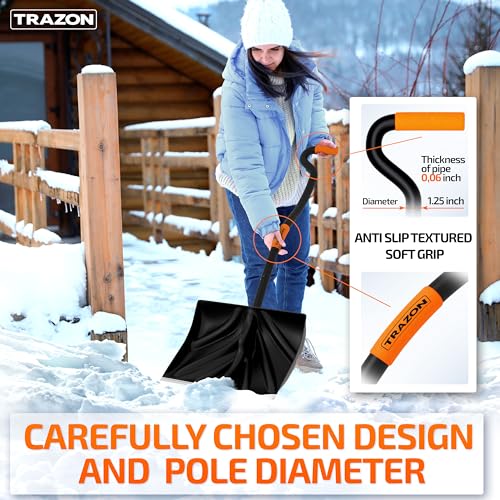 Snow Shovel Heavy Duty for Driveway with Ergonomic Handle to Use Without Backpain for Home Garage Car - Snow Shovel with 18 Inch Blade Large Capacity and 58 Inch Long Ergonomic Handle (Black) - Image 5