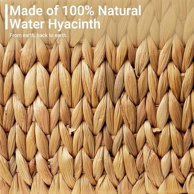 Wicker Baskets for Organizing,Pantry Baskets with Handles, Handwoven Wicker Storage Basket, Water Hyacinth Storage Bins for Shelves, Bohe Deco 3 Pack,Natural