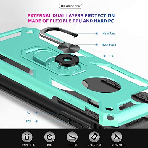 Coque iPhone 7 Plus silicone menthe抗震防摔带360度旋转金属指环支架 - 6