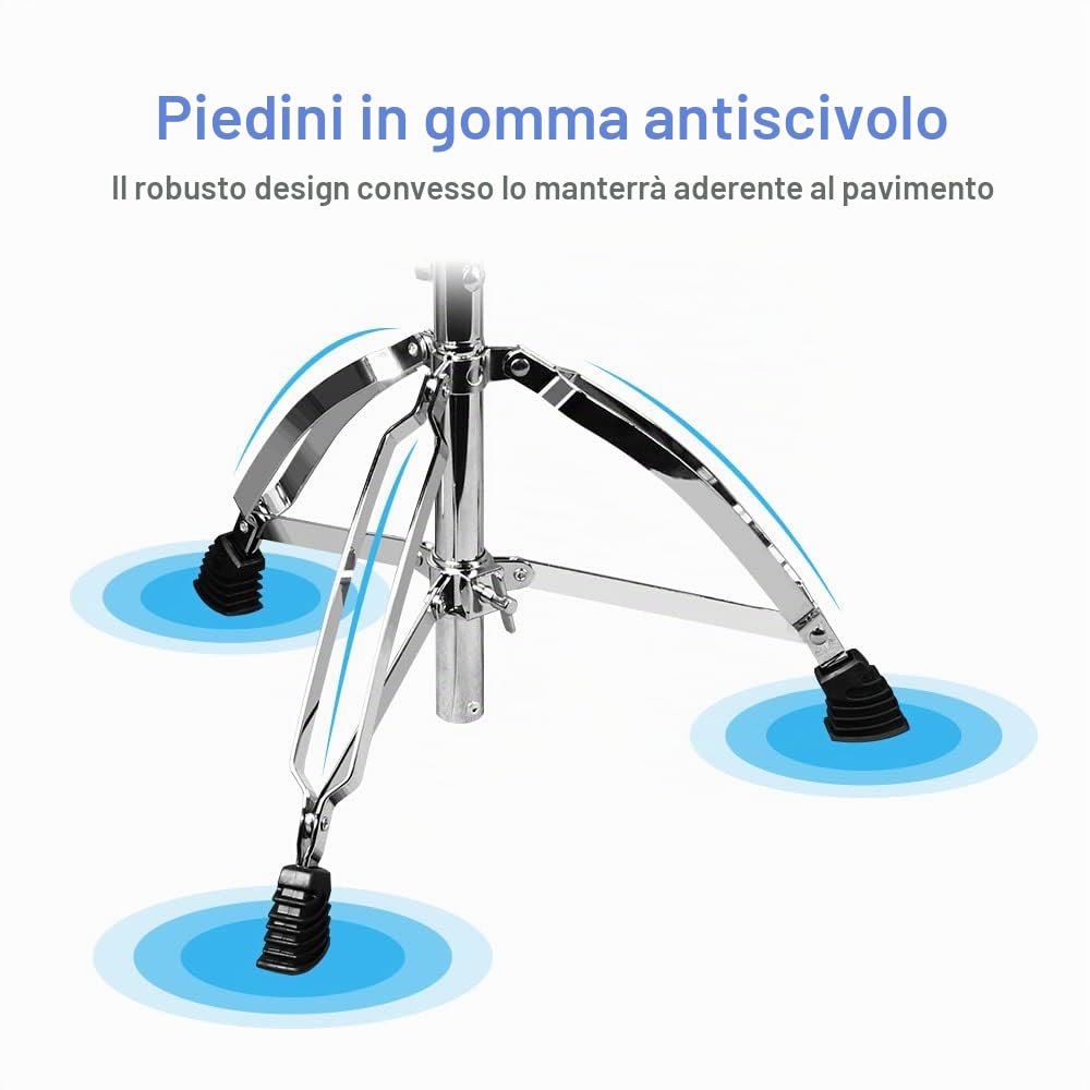SONICAKE sgabello per batteria regolabile in altezza pieghevole con sedile di tamburo imbottito antiscivolo nero