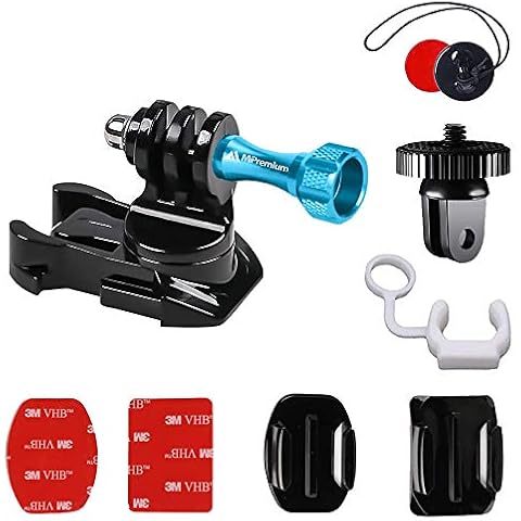 MiPremium Helmet & Surf Board Mount Adapter & 3M Adhesive Sticky Pads for GoPro Hero 9 8 7 6 5 4 3 2 1 Black Silver Session, AKASO & Other Action Camera Surfing Accessories Kit & Aluminium Screw Cover