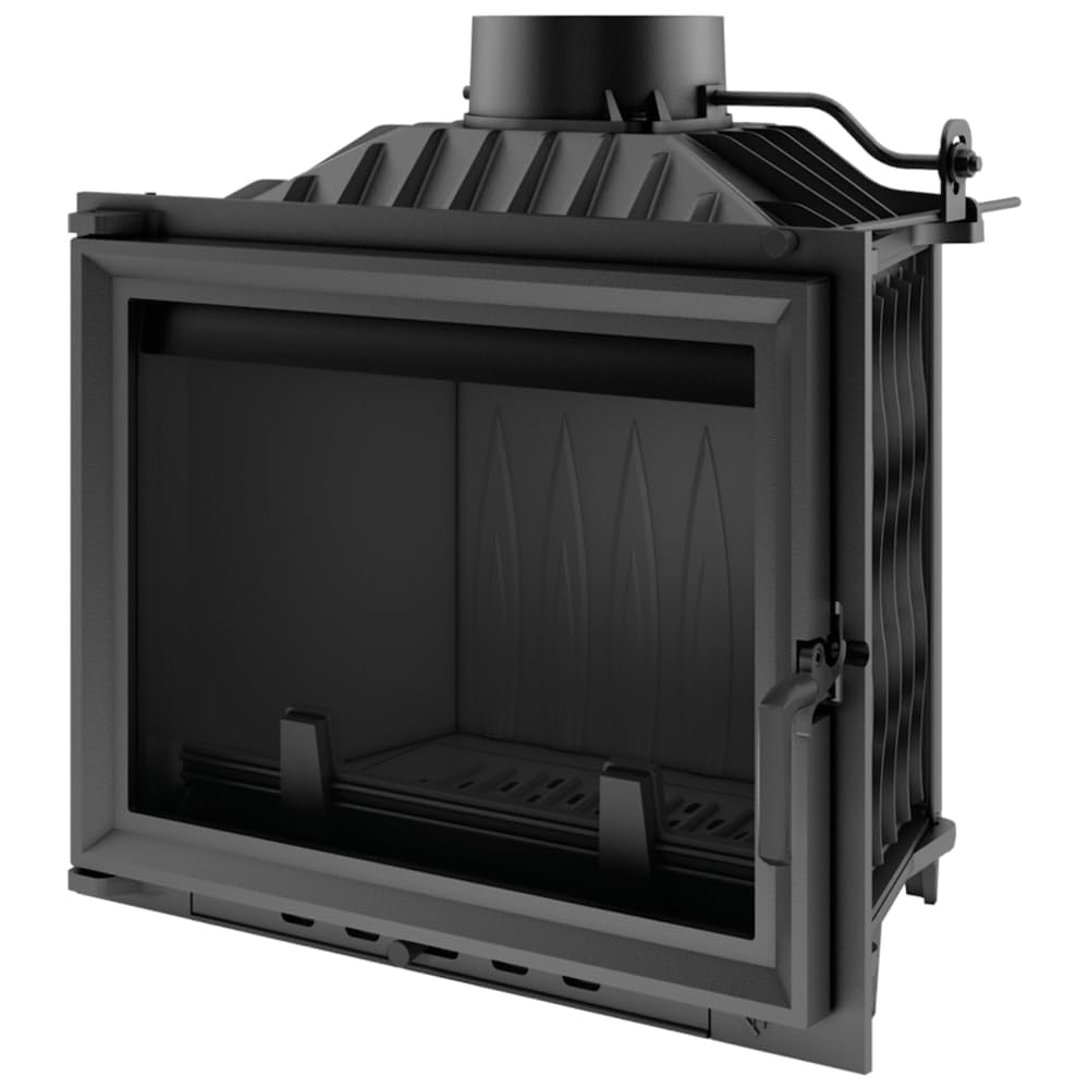 KRATKI ANTEK Camino a legna in ghisa 10kW Ø 150 - stufa a legna Classe energetica A - ECODESIGN, Efficienza termica 76% - Gamma di potenza 4,5-13kW - cestino della cenere & regolazione dell’aria