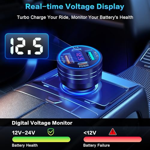 Cargador de coche 65W con 4 puertos PD y QC 3.0 para iPhone 17 y Samsung 3