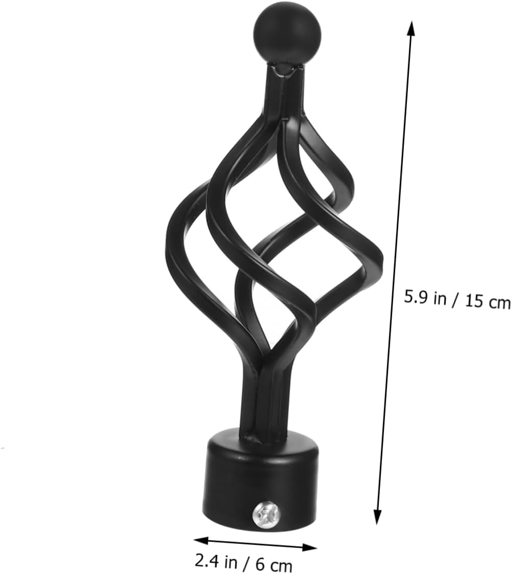 Zerodeko Decorative Curtain Rod Finials 2Pcs Iron Black Easy Install