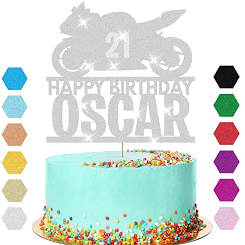 Décoration de gâteau d'anniversaire de garçons personnalisés de moto Topper Cover