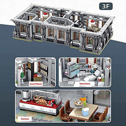 Arkham Asylum Modellbausatz, 4-stöckiges groß Modular Gebäude mit LED Beleuchtungsset, 7500 Teile Klemmbausteine Set… – Bild 8
