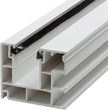 DIWARO. Roller Shutter Guide Rail 4047 Plastic White for Maxi Roller Shutter Profiles with Brush Seal on Both Sides Fixed Length 1300 mm
