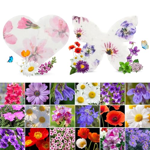 48PCS Plantable Seed Paper Hearts & Butterflies...