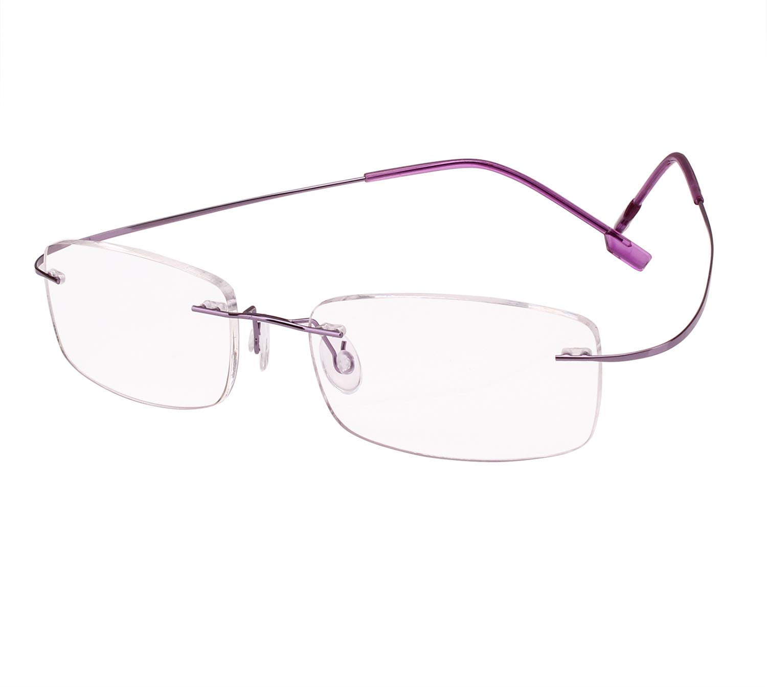 Agstum Purple Memory Titanium Rimless Flexible Hingeless Reading Glasses (, +2.00)