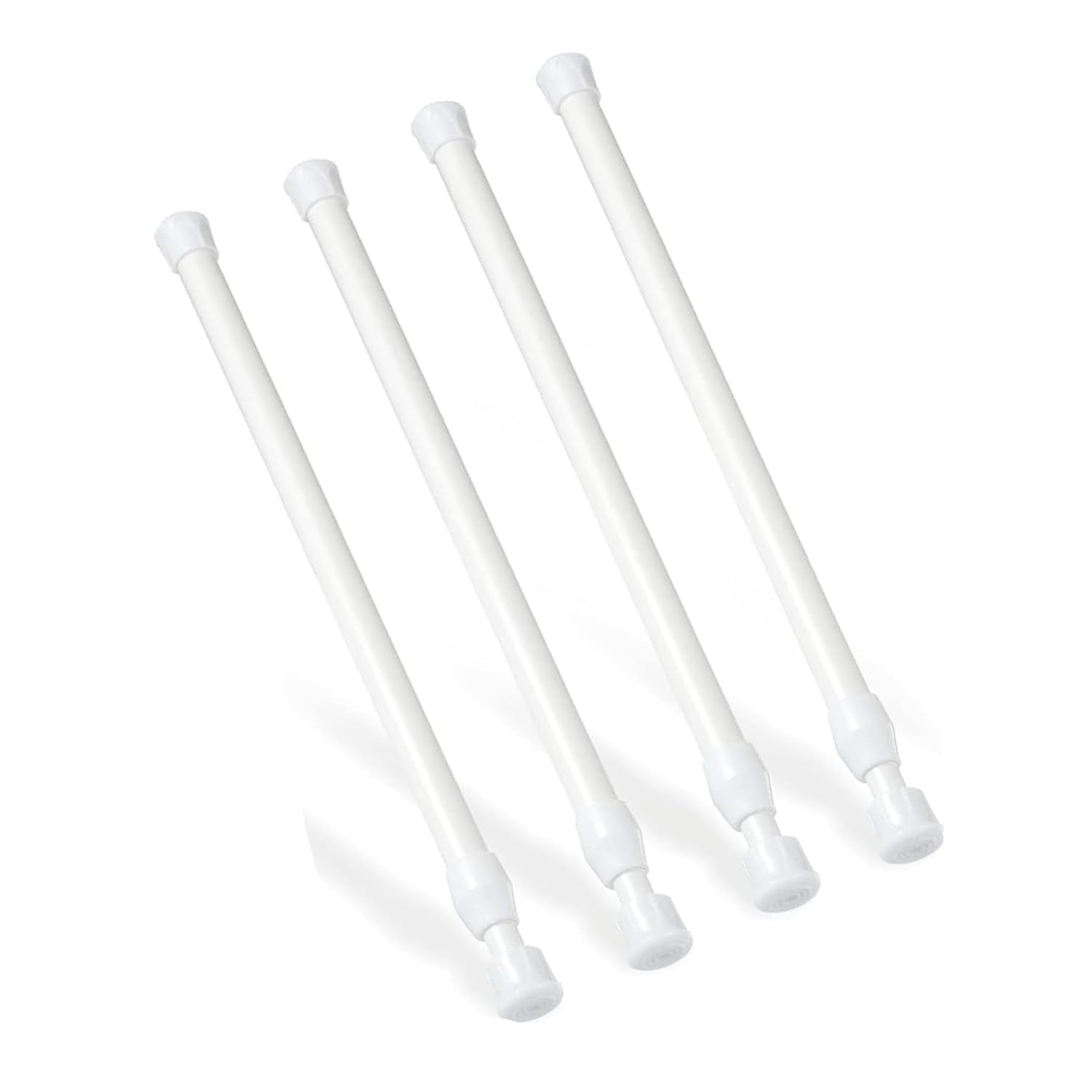 4Pcs Net Curtain Rods Extendable, 30-50cm Extendable Hanging Bar, Tension Cupboard Rods, Adjustable Small Spring Tension Rods, Cupboard Bars for Windows, Cupboards & Shelves (white-30-50cm-4pcs)