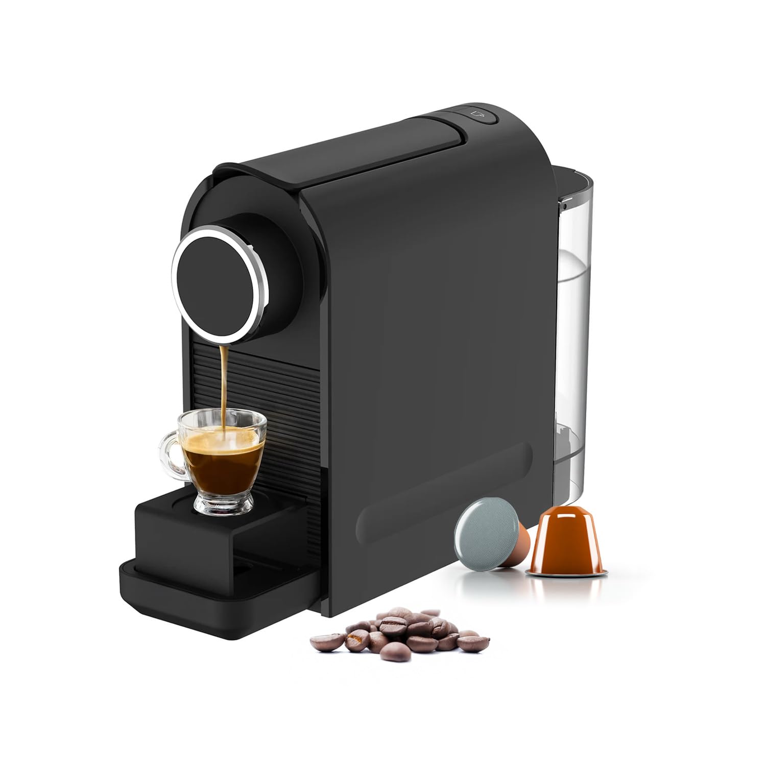 Avilia - Macchina Caffè da 1400W con Pressione 20 Bar Compatibile Capsule Standard, Serbatoio da 0,5L, Erogazione Programmabile e Spegnimento Automatico per Caffè Espresso Cremoso e Veloce Nera