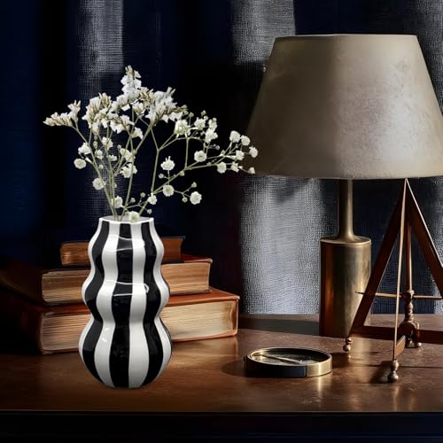 Vase à fleurs en céramique à rayures pour la décoration du salon