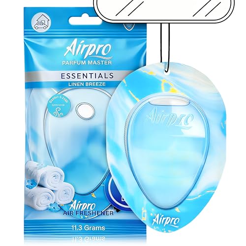 Image of Airpro Essentials Linen Breeze Hanging Gel Car Air Freshener | Leak-Proof Car Perfume | Long Lasting 30 Days | Fresh Laundry Fragrance | Car Perfume Hanging | Car Accessories Interior (11.3g)