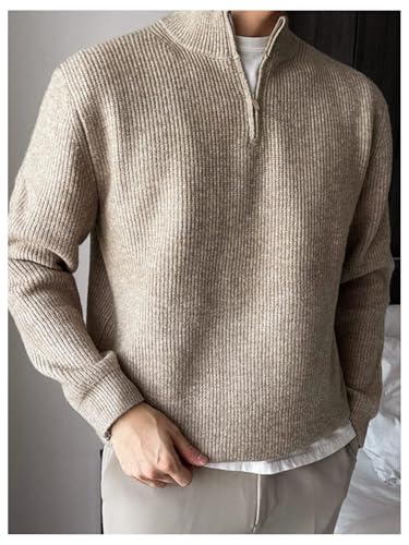 Floerns Men's Quarter Zip Long Sleeve Knitted Sweater Fall Mock Neck Pullover Top3