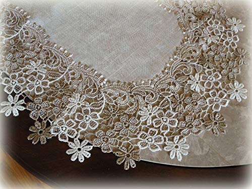 Galleria di Giovanni Sophisticated Floral Lace Dresser Scarf 36" Neutral Earth Tones Runner Daisy4