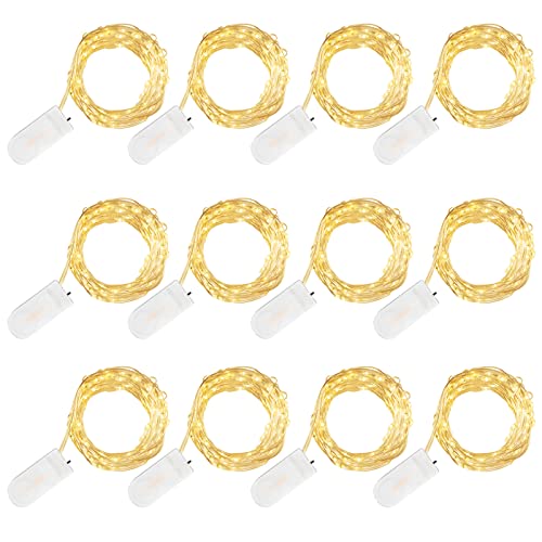 podiality Led Fairy Lights String Lights 12 Pack Battery Operated Fairy Lights Silver Wire 7 Feet 20 Led for Bedroom Party Wedding Christmas Garden Decor