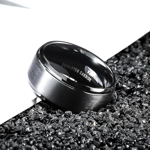 Image of King Will Basic 10mm Tungsten Carbide Ring for Men Matte Polished Engagement Band Comfort Fit