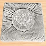 Florensi Meditation Cushion & Zabuton Meditation Mat Bundle- Premium Velvet Meditation Pillow for Women and Men,Washable Cover,Perfect Pair of Buckwheat Meditation Cushion & 100% Cotton Meditation Mat