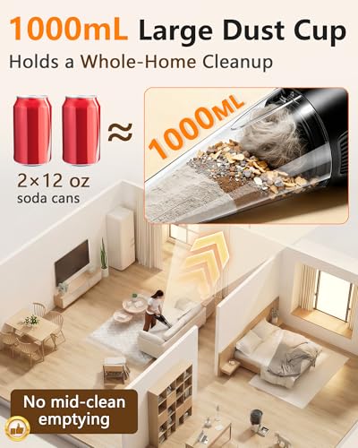 Image of 15-Min Fast Cleaning 120㎡ Room Handheld Vacuum Cordless: 18-36 Mins Runtime