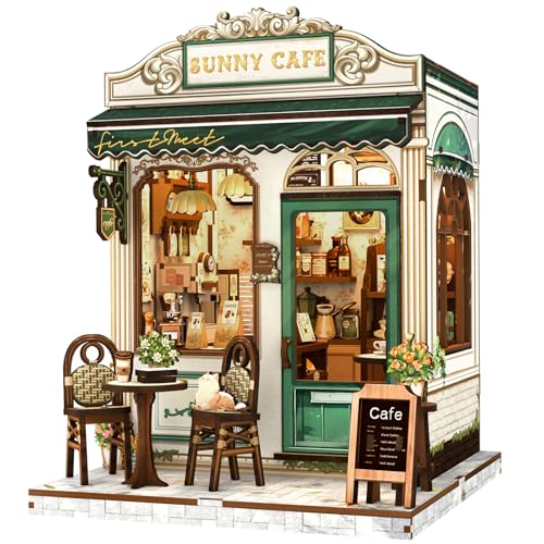 Fsolis Book Nook Kit - 3D Wooden Puzzles for Adults DIY Miniature Coffee House Booknook Gifts for...