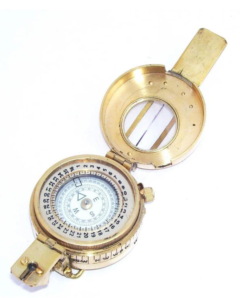 Antique Brass Brunton Compass Golden Flip-Out Compass Vintage Look Sundial Compass Nautical Navigation Marine Maritime Magnetic Compass Collectible Gift Item By SIAN1.-image-29