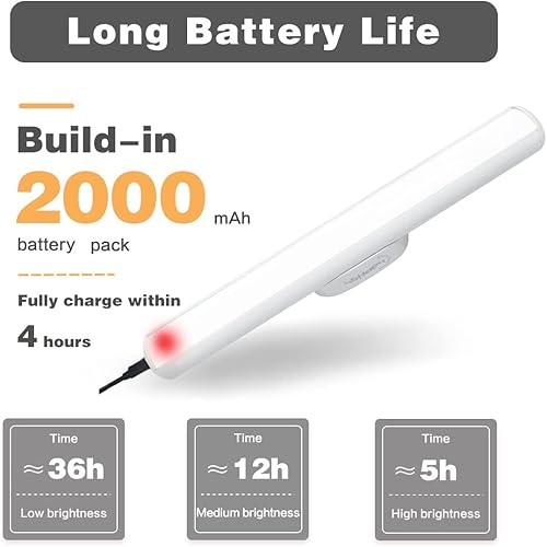 Miniatura 2 de Hapfish Lámpara de pared alimentada por pilas, barra LED magnética con pilas, lámpara de escritorio de 2000 mAh con control remoto, 3 modos de