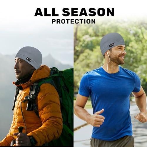Image of XTRIM Unisex Helmet Skull Cap for Bikers & Cyclists, Cotton Head Cap, Hair Inner Helmet Cap for Men, Sweat Cooling Beanie Cap for Men for Women, Skull Mask for Summer, Bike Accessories (Grey Shade)