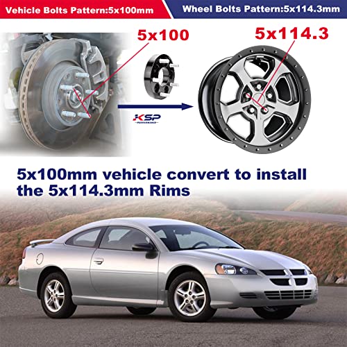 Ksp 5X100 To 5X114.3 Wheel Adapters, 25Mm Forged Lug Centric Convert Spacer 64.1Mm Hub Bore With M12X1.5 Studs, Only Work On 5X4.5”Rims(Such As Compass Wrangler Cherokee Liberty) #TOP1
