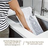Miqio® 12-częściowy zestaw designerski z filcu i skóry dla 4 osób, zmywalny, 4 zestawy, 4 podstawki pod szklanki, 4 kieszonki na sztućce (chińskie szare)