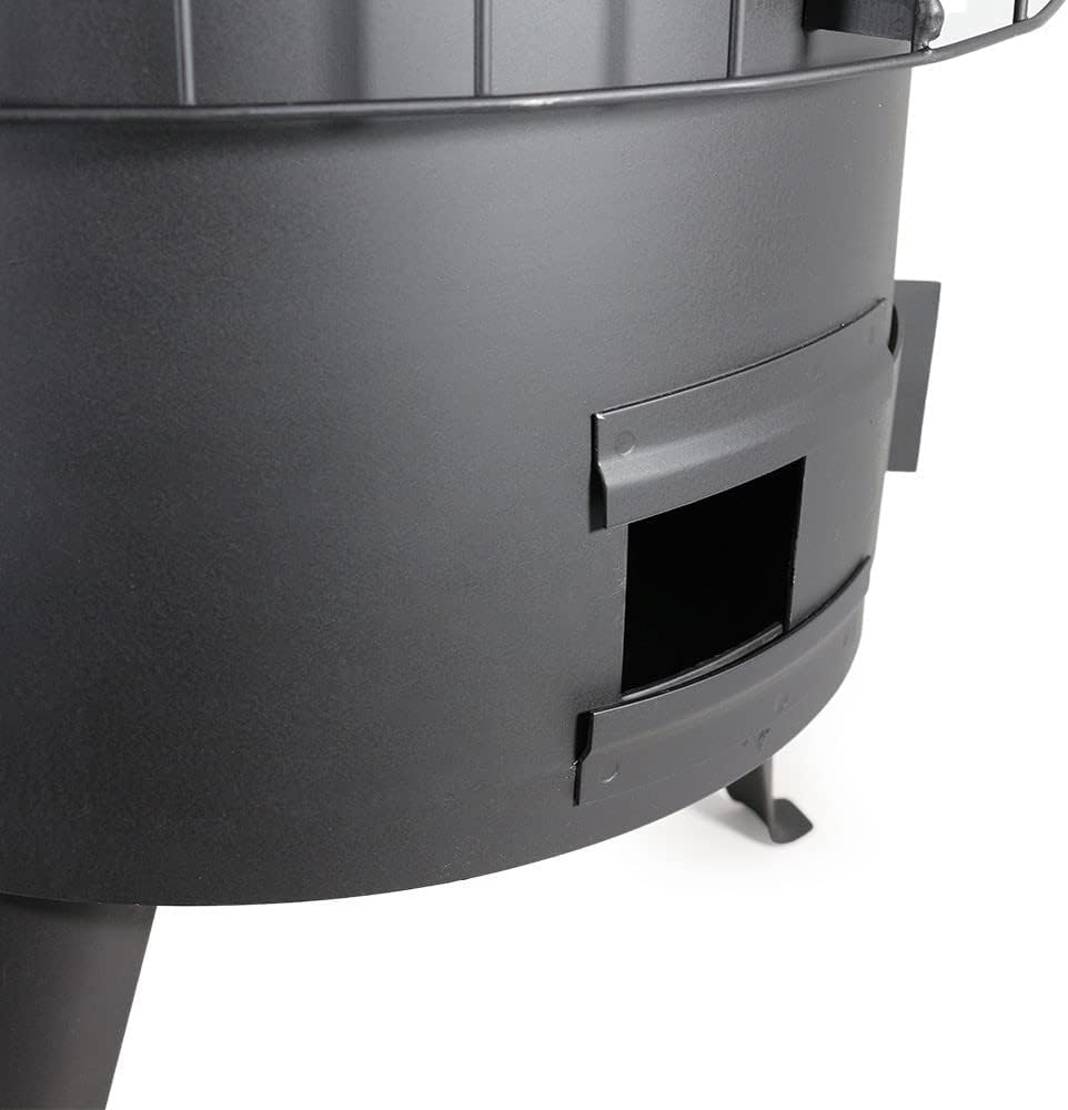 FERRETERIA LEPANTO Estufa de leña redonda Grande chapa Negra para leña potencia 6,7kw