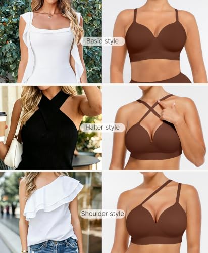 Image of FeelinGirl Wireless Supportive Bra for Women, Seamless Comfort Bralettes No Underwire Full Coverage Everyday Bras
