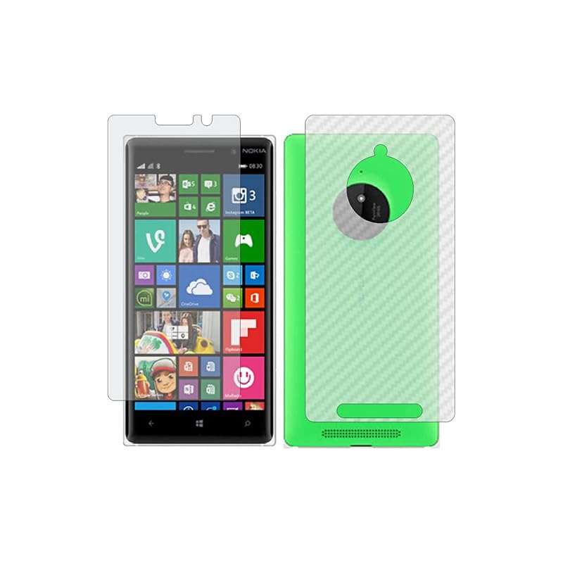 Girsaz Front And Back Matte Screen Guard Protector For Nokia Lumia 830 Front Flexible Matte Tempered Glass And Back Carbon Transparent Fiber Skin | Impossible Glass Unbreakable Screen Protector