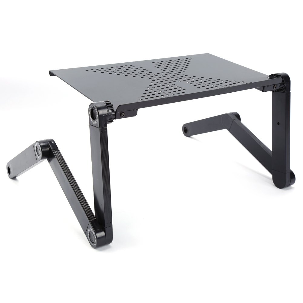 Supporto per Laptop con Ventola, Tavolino da Letto per PC, Supporto Portatile Leggero Pieghevole e Regolabile per Computer, Tavolo per Laptop in Alluminio con Vassoio per Mouse, per Letto, Divano