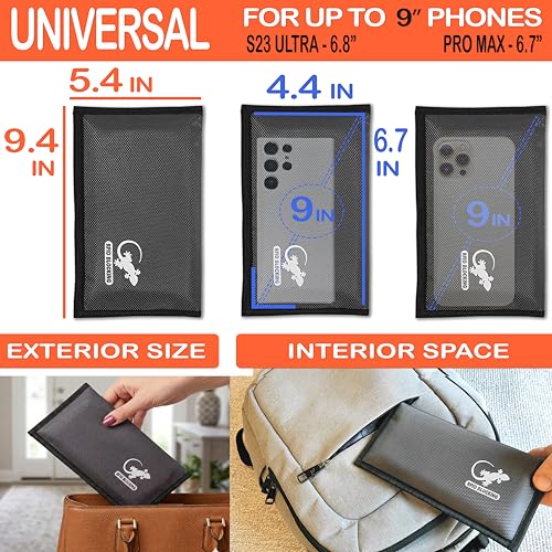 Image of Faraday Bag with Zipper Anti-Tracking GPS RFID Car Key Signal Blocker Wallet Shielding Pouch Protective Case for Cell Phone Car Key FOB, Data Privacy, Electronic Device Security (GRAY - NYLON)