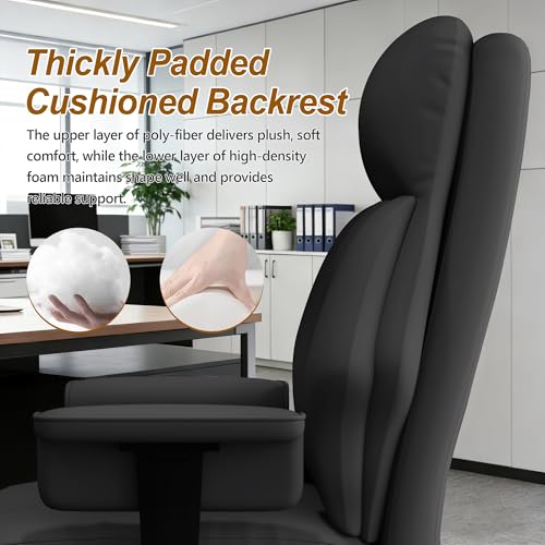 Image of Executive Office Chair with Wheels PU Leather Ergonomic Desk Chairs with Foot Rest High Back Computer Gaming Chairs for Home Office