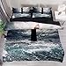Zestaw poszewek na kołdrę Queen 3 szt., oddychająca kołdra Tencel z 2 poszewkami na poduszkę, zestawy pościeli dla dzieci nastolatków burzowe niebo nad zalaną latarnią morską, 3 szt