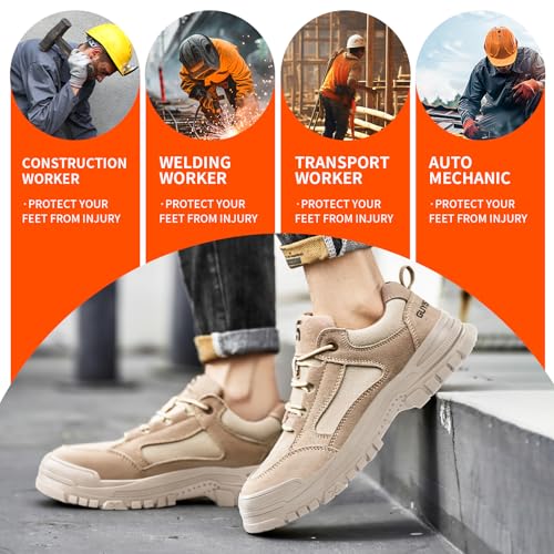 Image of Steel Toe Shoes for Men Puncture Proof Indestructible Industry Construction Work Shoes Lightweight Comfortable Breathable Steel Toe Safety Sneakers
