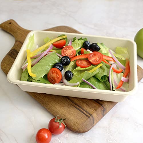 Celel 100 Pack 30 Oz Large Rectangle Paper Bowls, Microwavable & Soak Proof Heavy-Duty Compostable Bowls For Burrito, Burger, Nacho, Taco Salad #TOP6