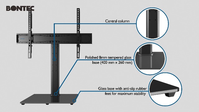 Support TV Sur Pied BONTEC Pivotant 26-55" - Max 40kg, VESA 400x400